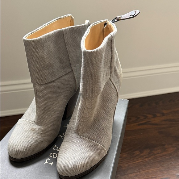 rag & bone Shoes - rag & bone Light Gray Canvas Ankle Booties